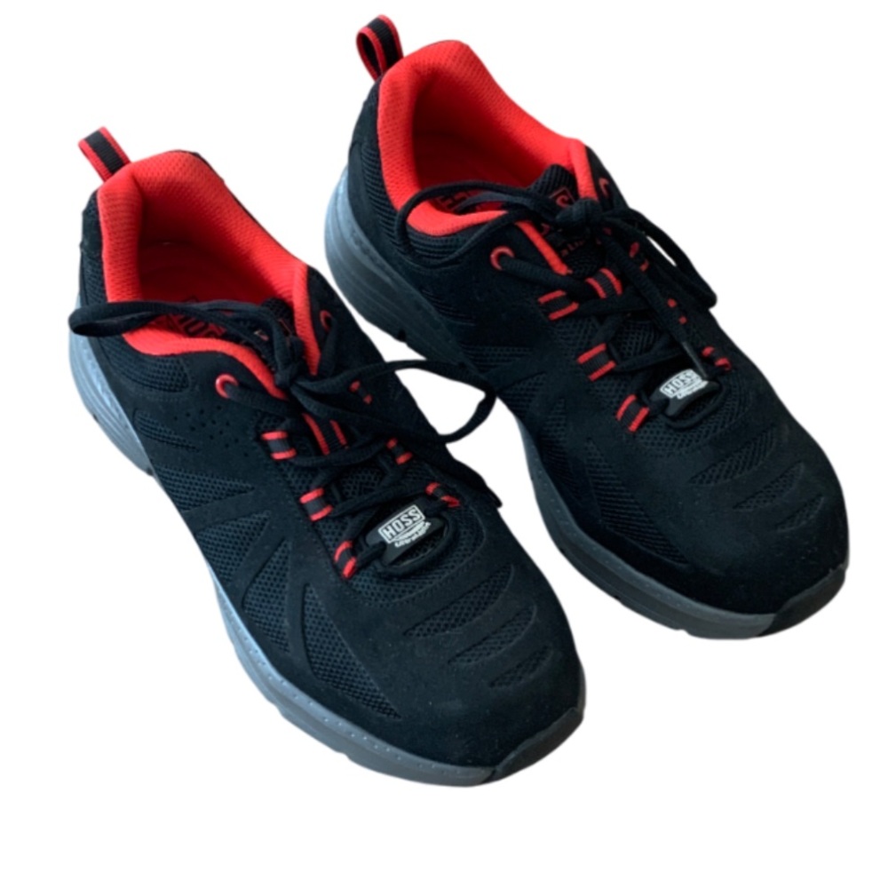HOSS BOOT CO Men's Skyline UL Safety Shoes - Black/Red Mesh - Size 8.5
